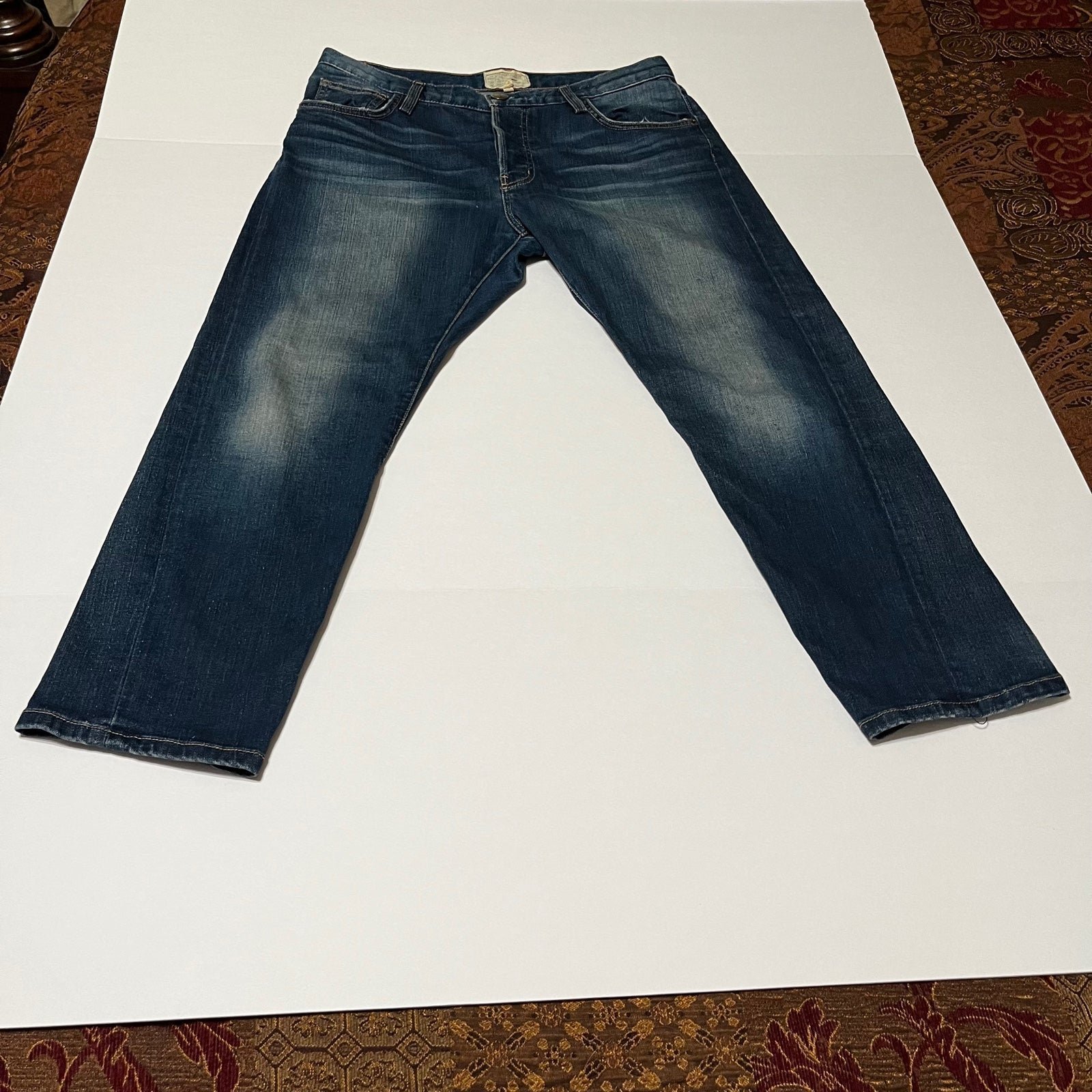 Current Elliott The Pony Boy Women 27 Blue Denim Jean Capri Cropped Button Fly