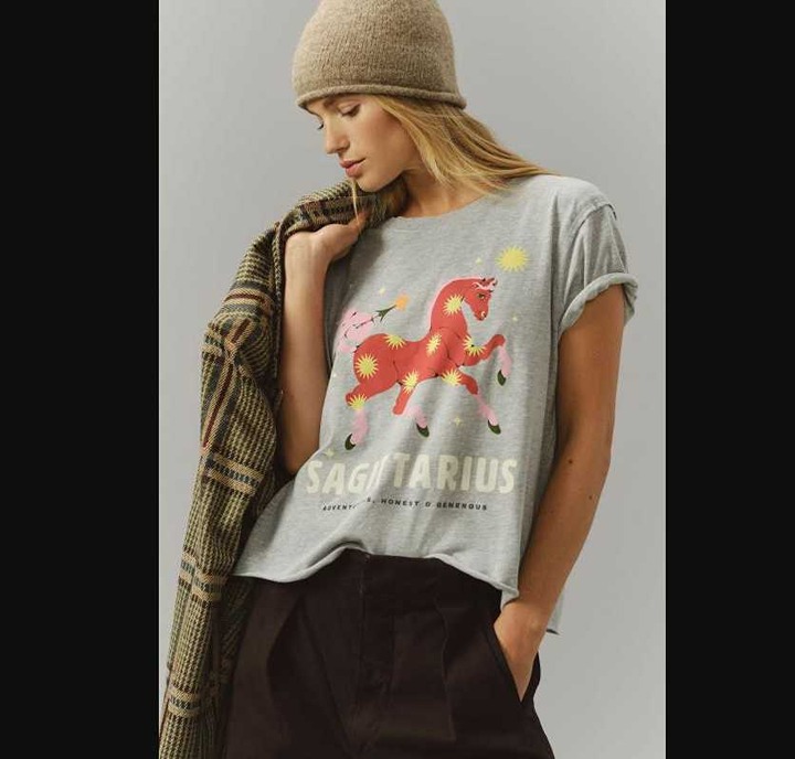 New XXS Lou Benesch x Anthropologie stargazer Sagittarius zodiac graphic tee