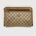 Gucci GG Vintage Zipper Clutch Brown Web Bag Logo Monogram Pouch Cosmetic