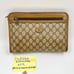 Gucci GG Vintage Zipper Clutch Brown Web Bag Logo Monogram Pouch Cosmetic
