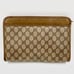 Gucci GG Vintage Zipper Clutch Brown Web Bag Logo Monogram Pouch Cosmetic