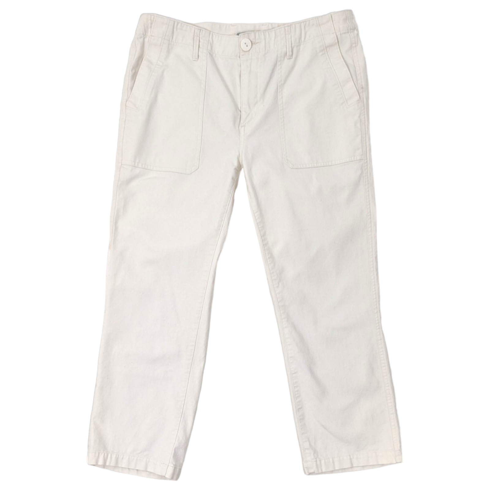 Vince Ankle Length Chino Pants Womens 8 Ivory Off White Straight Leg Twill Crop