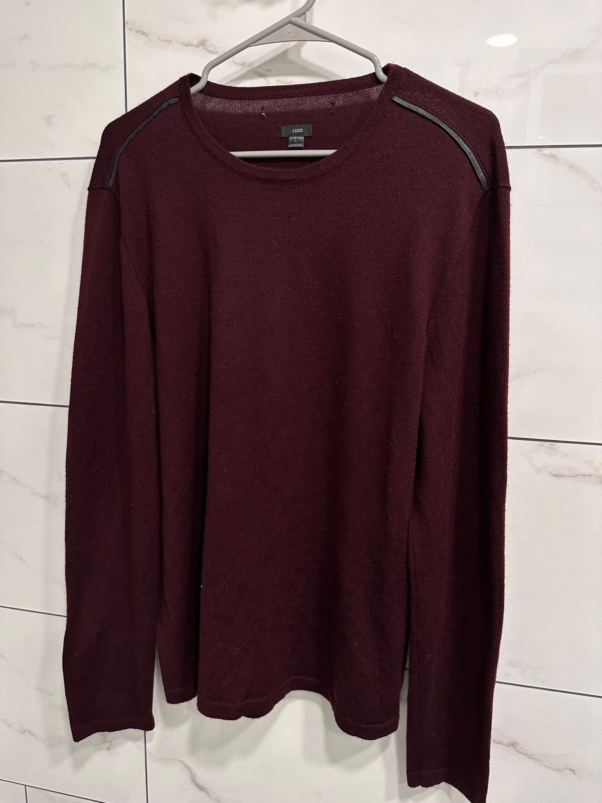 John Varvatos Sweater Mens large burgundy Long Sleeve Pullover Shirt Luxe