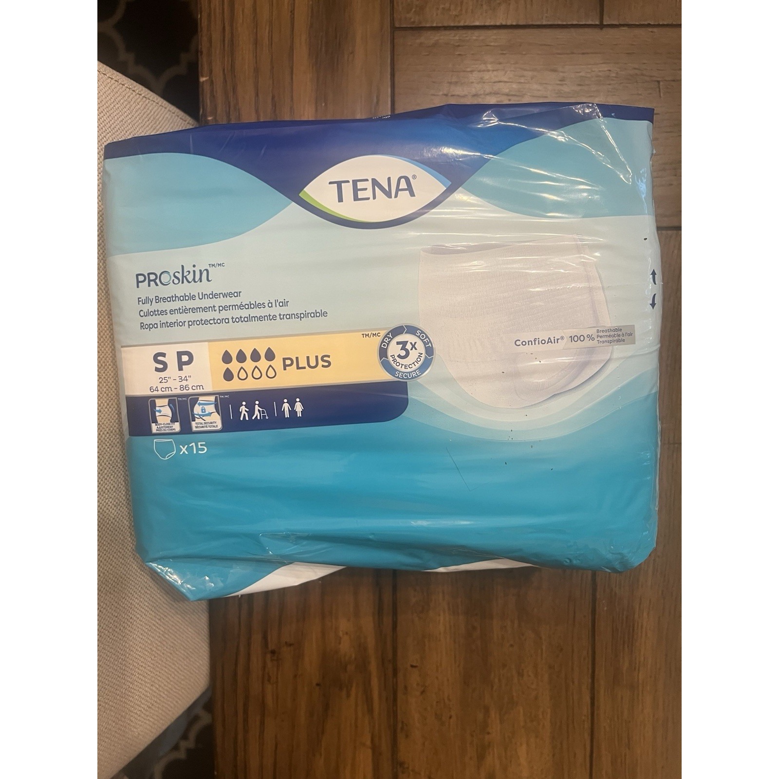 TENA PROskin PLUS Unisex Incontinence Underwear Small (25-34) 15 Count x4 Packs