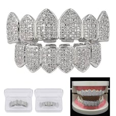 White gold diamond teeth