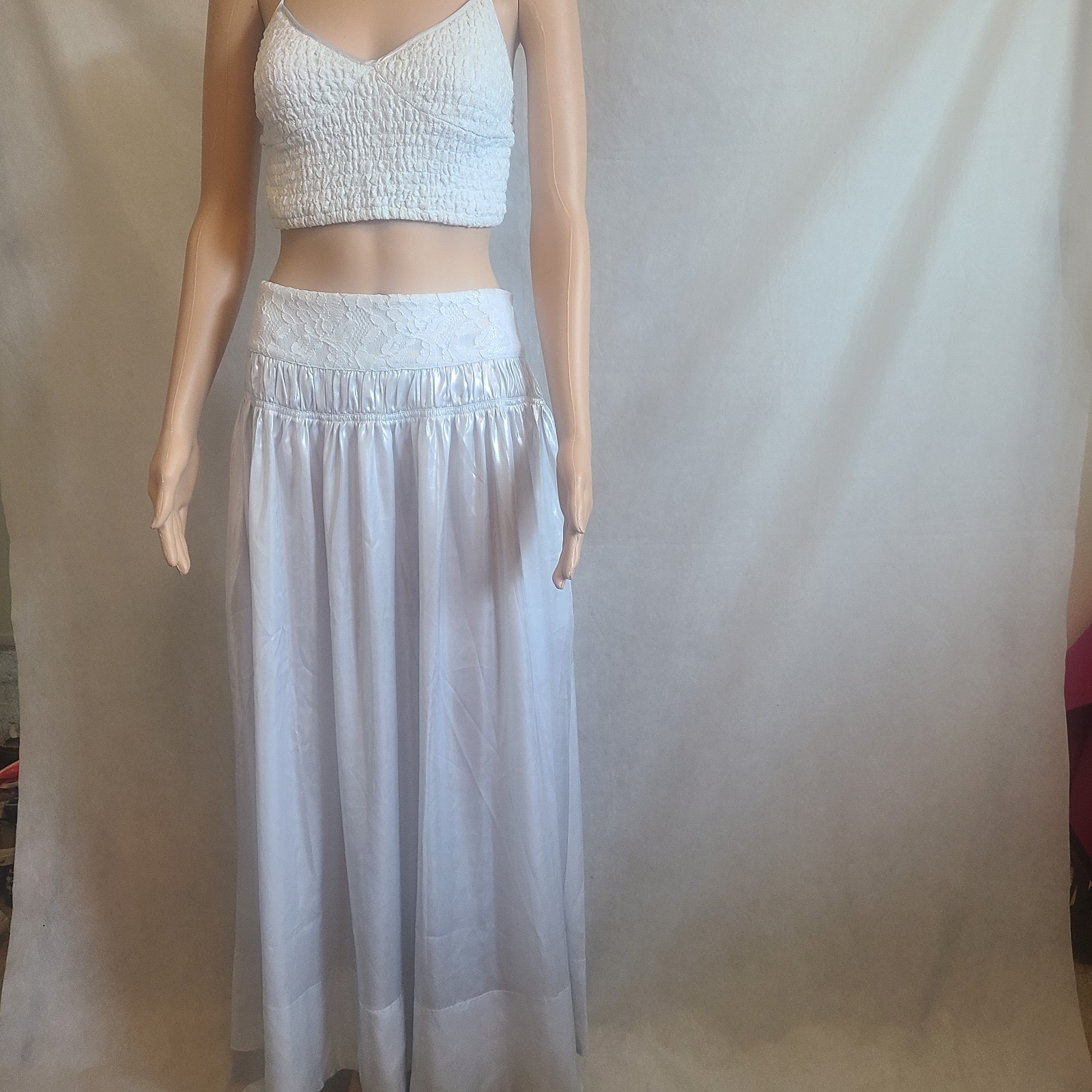 Free People Women's Mettalic 2-piece skirt set in Ivory Size M