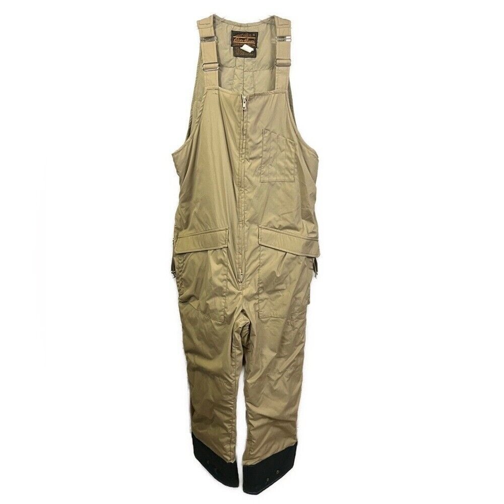 Eddie Bauer Vintage Men's Down Filled Tan Overalls Snowsuit- Size Large