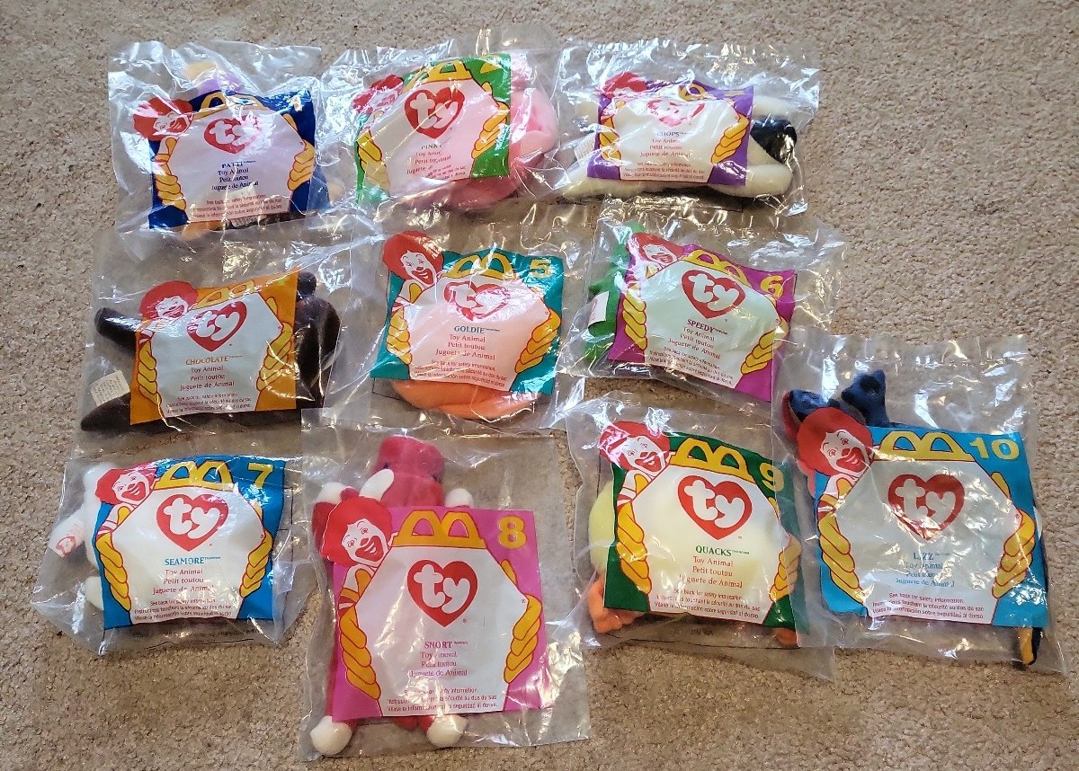McDonalds 1996 Ty Beanie Babies Set of 10 in Original Packaging!