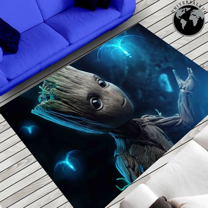 Inch 30x18 Baby Groot Rug Blue Rug Groot Rug For Kids Cartoon Rug Avengers Super