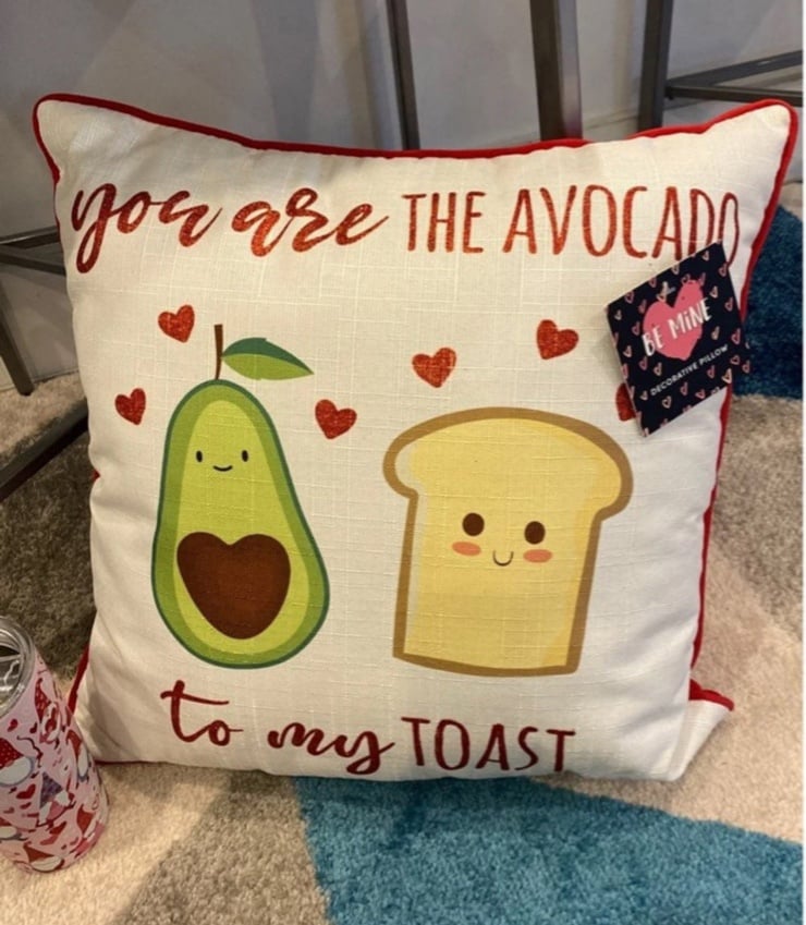 Valentines Avocado Toast Throw Pillow
