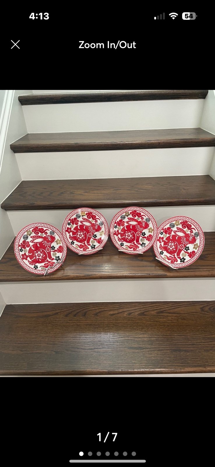 GRACE TEAWARE JAPAN ASIAN RED BUNNY EASTER SIDE PLATES 4 NEW