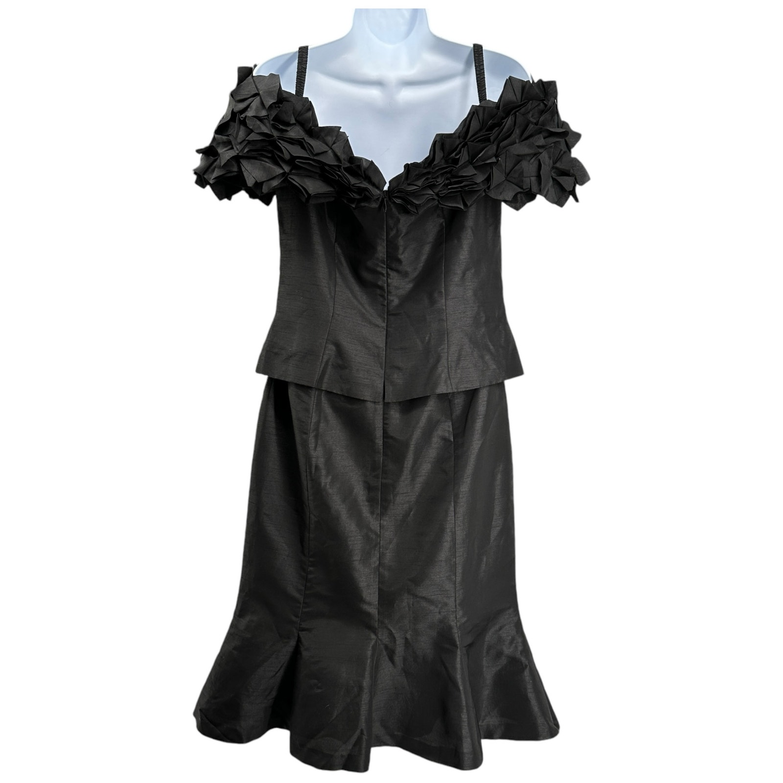 DayMor Couture Vintage Dramatic Black Gown Midi Dress Off Shoulder 6