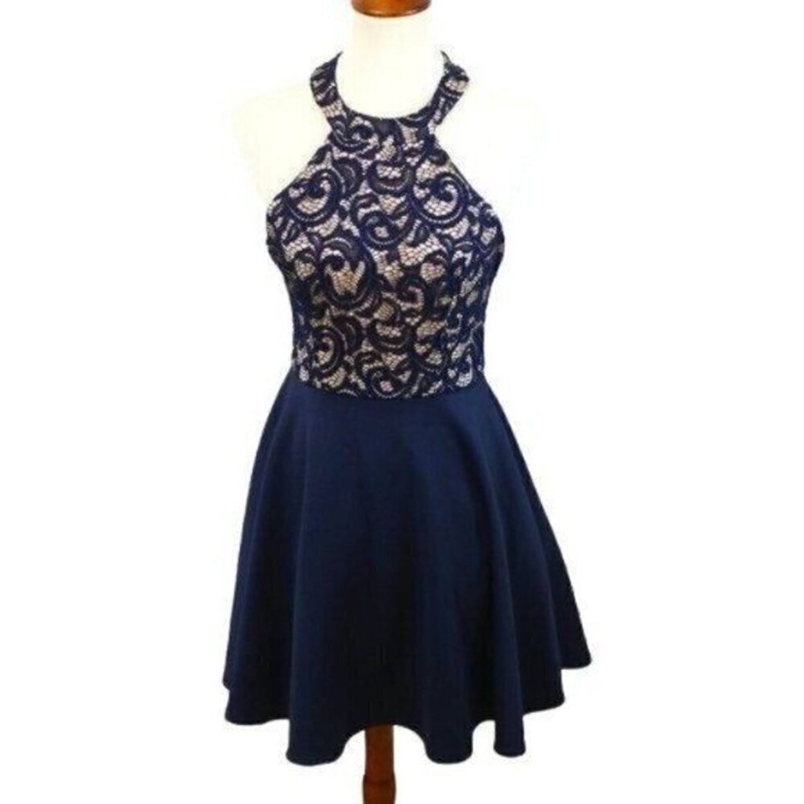 Homecoming Blue Halter Full Skirt Dress 9/10 Semi-Formal