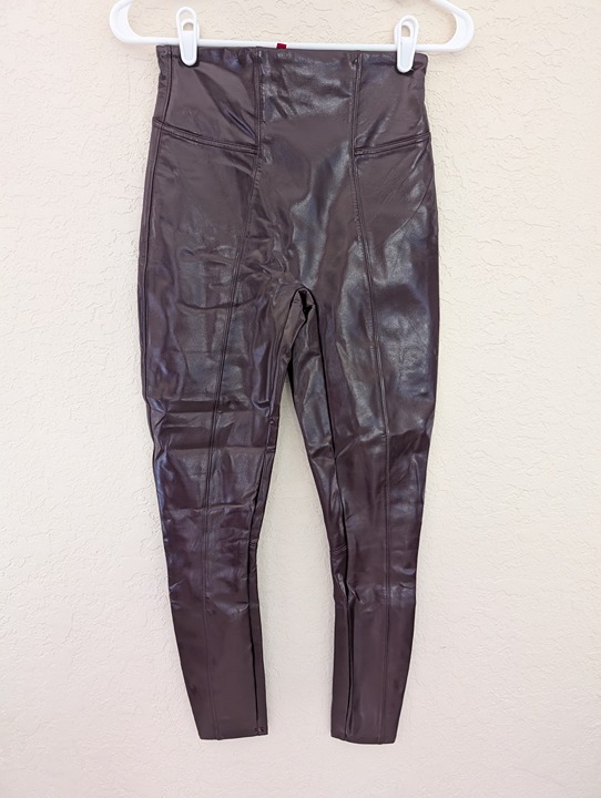 SPANX Patent Leather Leggings Maroon Size S NWOT
