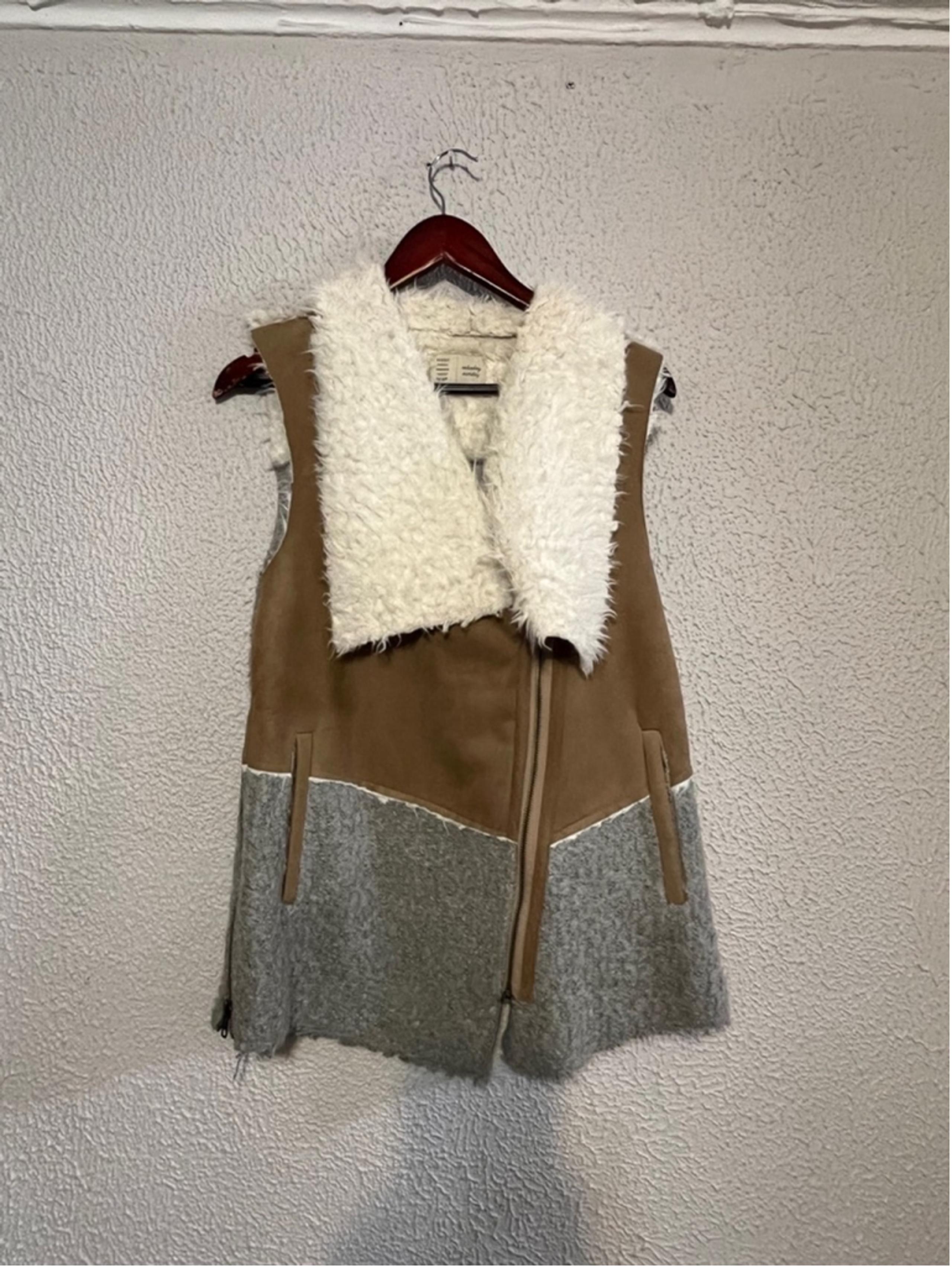 Anthropologie Saturday Sunday Vest Faux Suede Wool Blend Asymmetric Zip Size Med