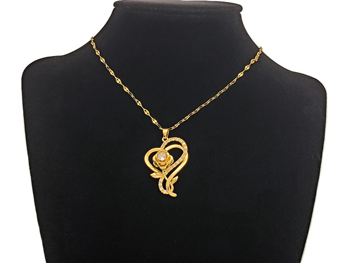 14K Gold Womens 1ct Diamond Rose Flower Pendant Necklace 14 K Silver Jewelry NEW