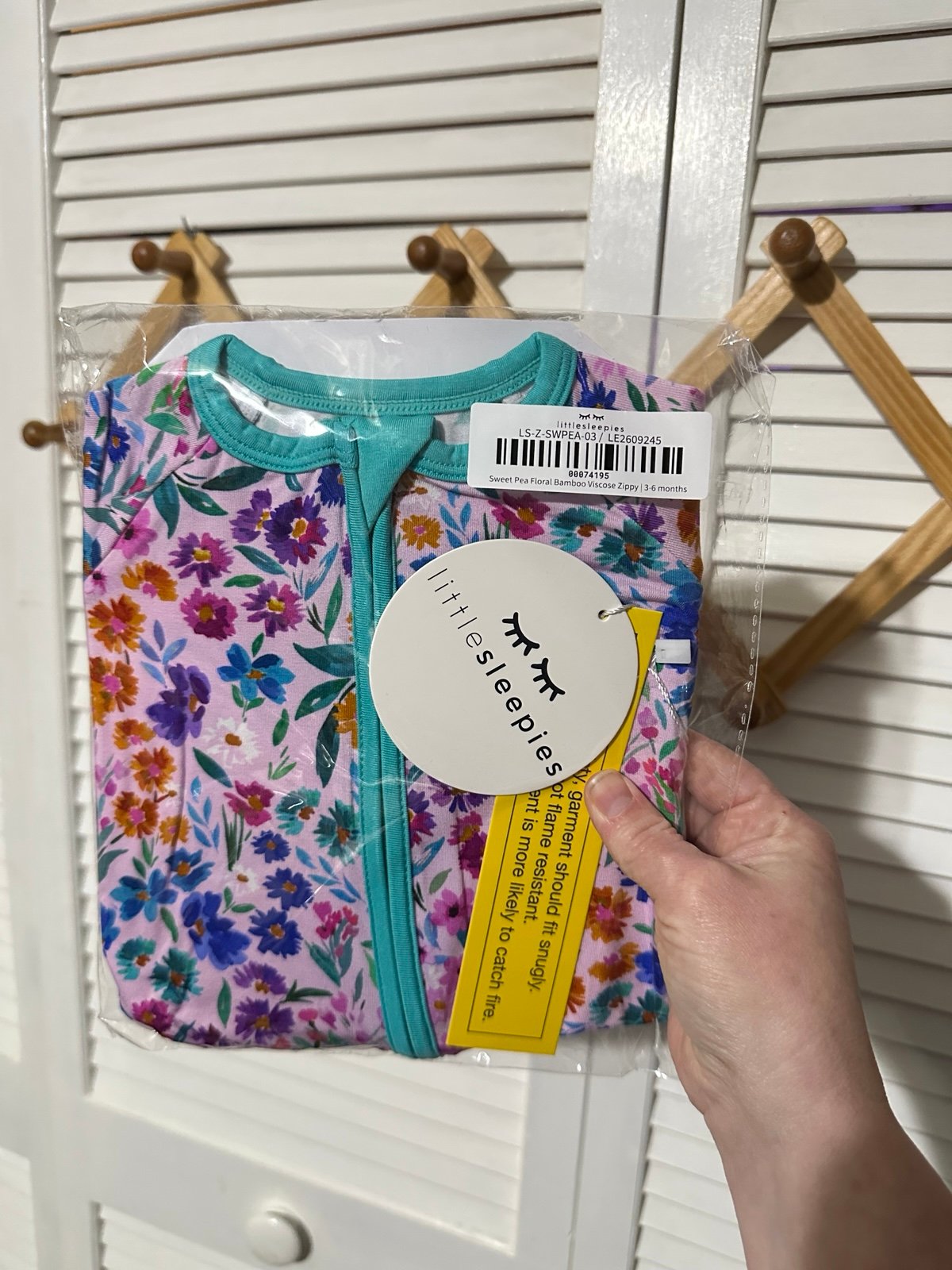 little sleepies sweet pea zippy 3/6 nwt