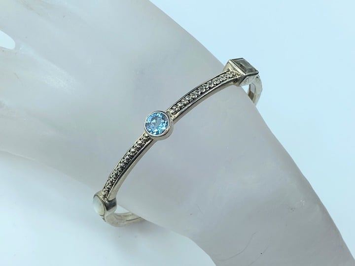Michael Dawkins Sterling Topaz Moonstone Quartz Cuff Bracelet 7 21.3g JR8740