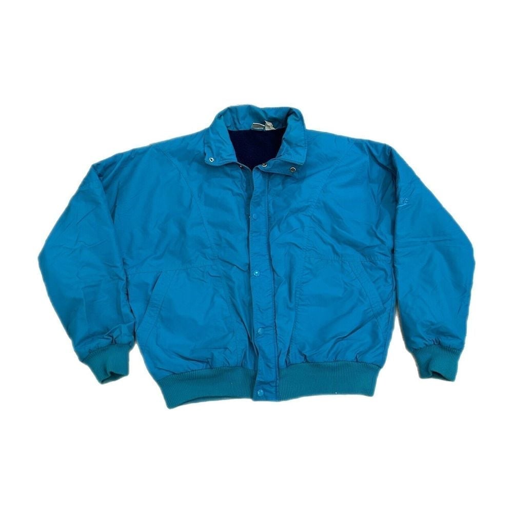 Vintage Nike Jacket Mens M Blue Bomber 90s Nylon Fleece Lined