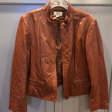 Talbots 100% leather brown fitted jacket sz 14