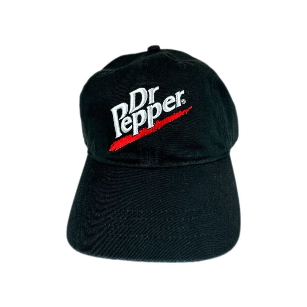 Dr Pepper Captiv8 Promotions Hat Adjustable Cap OSFM Black Vtg Y2K 90s Logo NEW