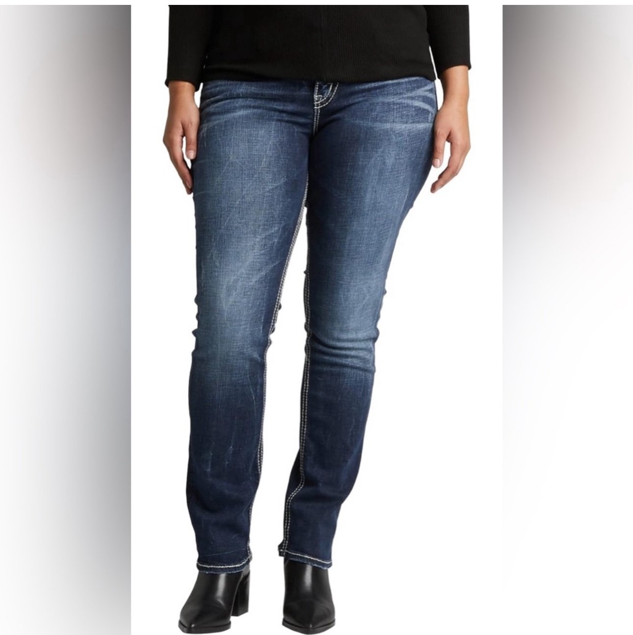 NWT Silver Jeans Co. Suki Mid Rise, Curvy Fit, Straight Leg Jeans, Sz 14W