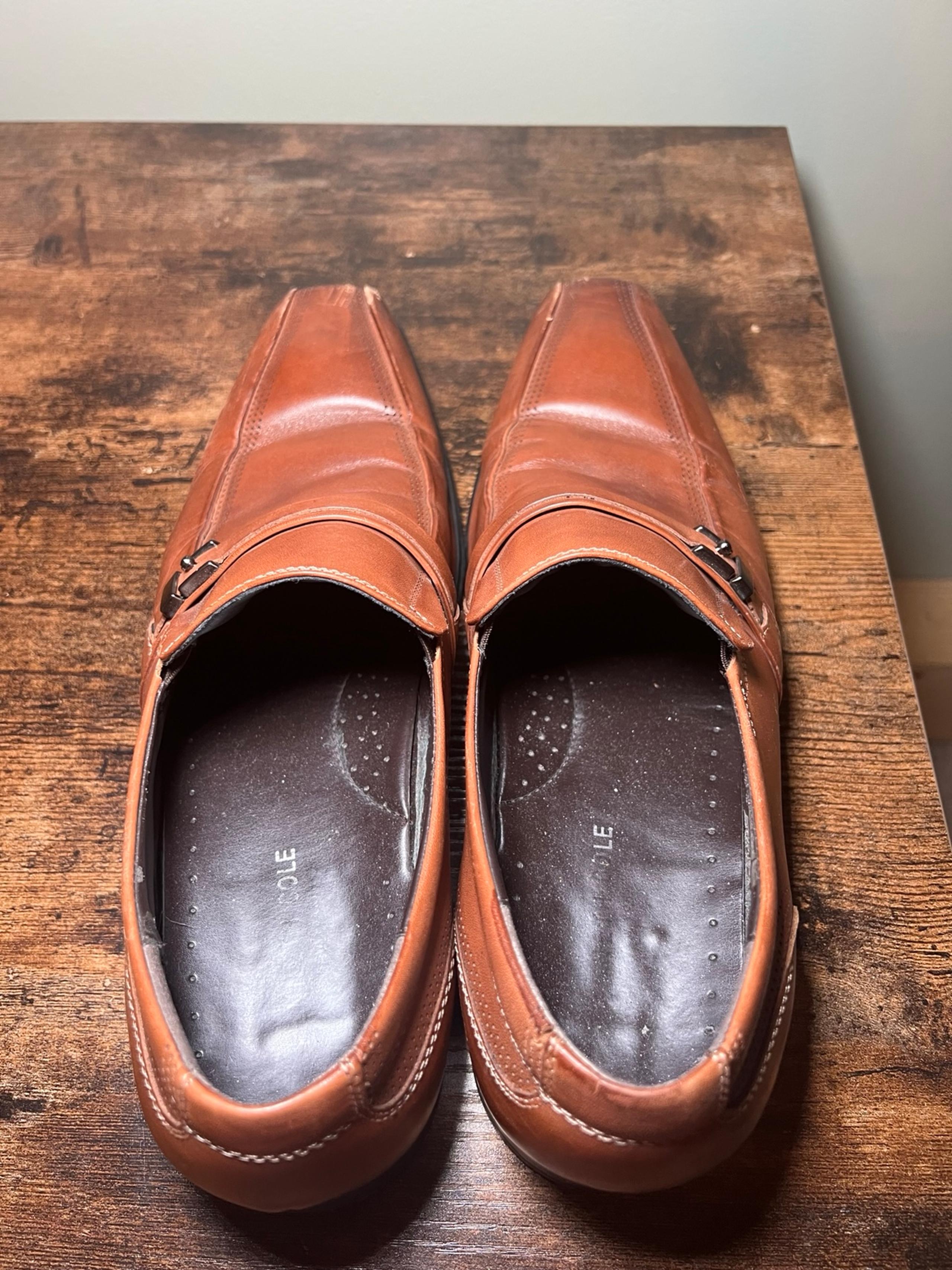 Kenneth Cole Men’s Brown Leather Slip-On Dress Shoes Size 10
