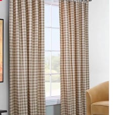 Thermalogic Check Tab-Top Curtain Pair - Wheat 80x64