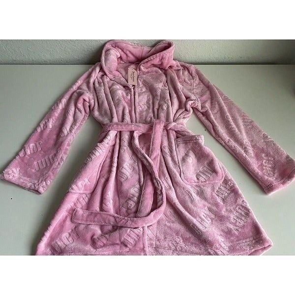 Juicy Couture Luxe Soft Plush Robe Sz L/XL Barbie Pink JC Emboss JC3310BM NEW