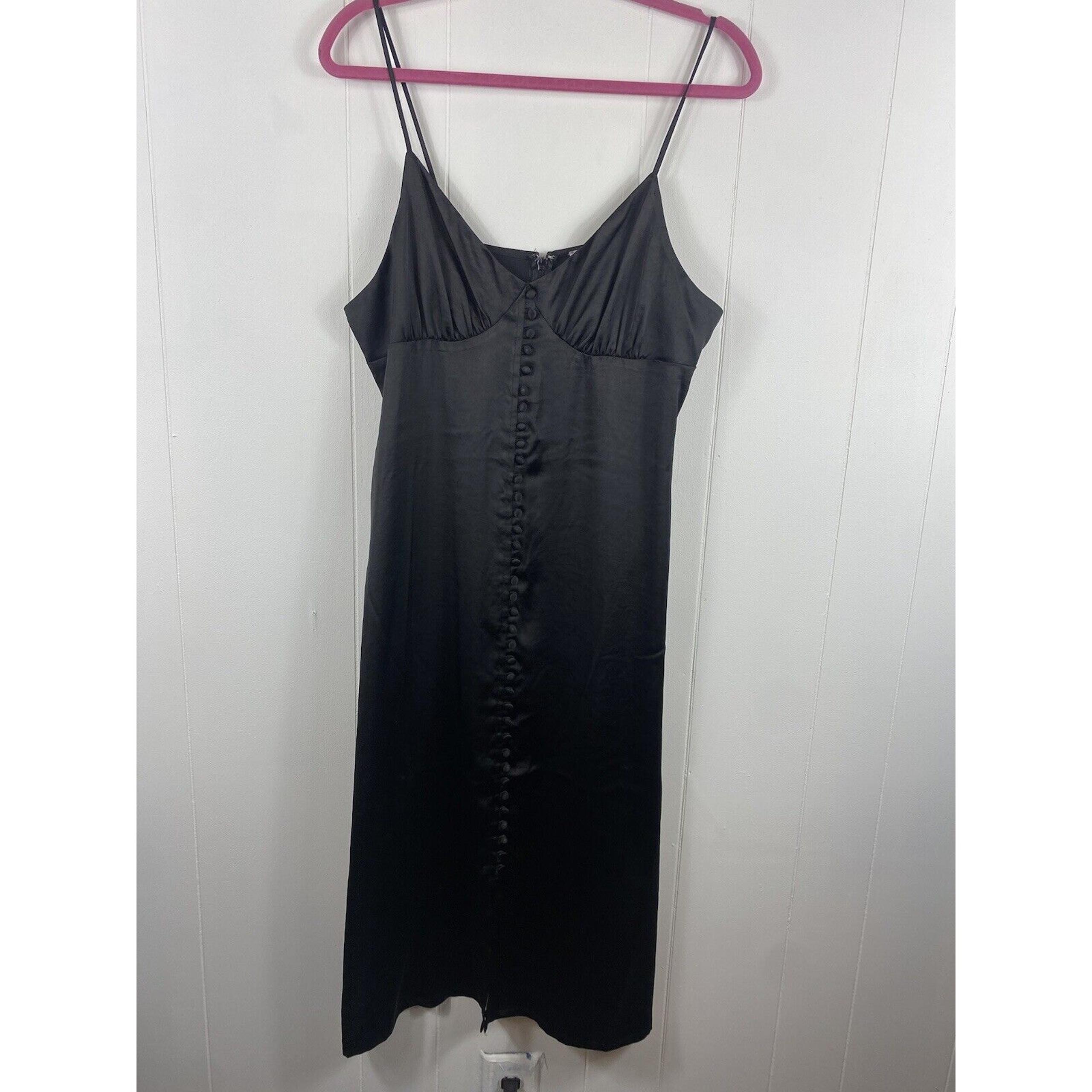 Chelsea 28 Womens Satin Sleeveless Slip Dress Black Size L Goth Whimsigoth Fairy