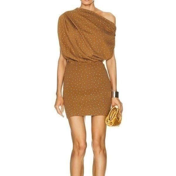 The Sei Crystal Asymmetric Drape Mini Dress| Size M