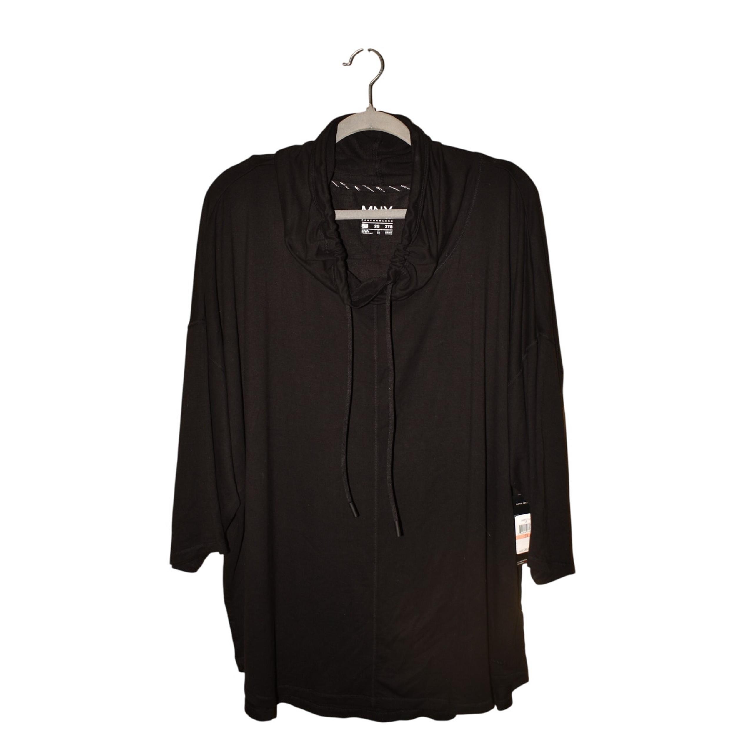 MNY MARC NEW YORK NEW $64 Black Performance Cowl Neck Tunic Top Drop Sleeve 2X