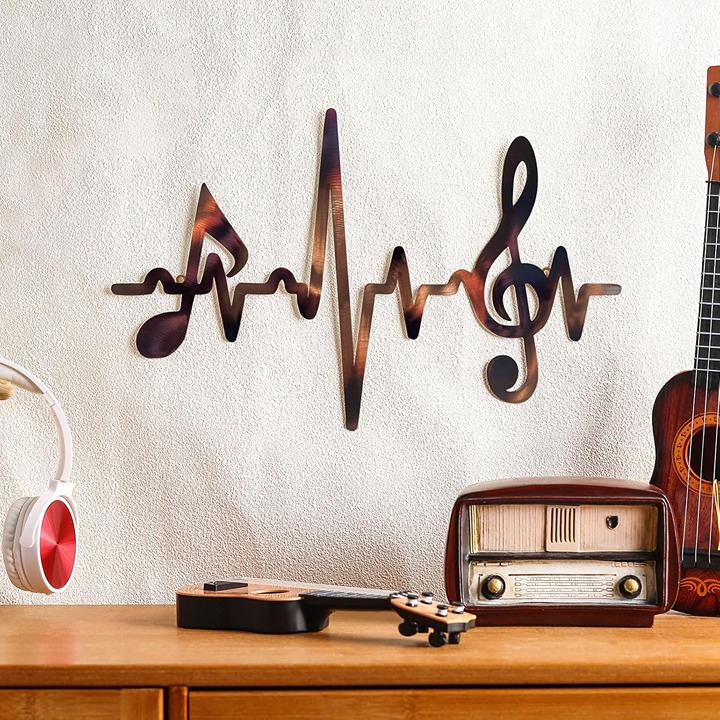 Retro Metal Music Notes Wall Decor Sign Vintage, 15.75 x 9.04 Inches