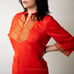 Vintage 1960's Embroidered Gossard Artemis Coral Dress - M
