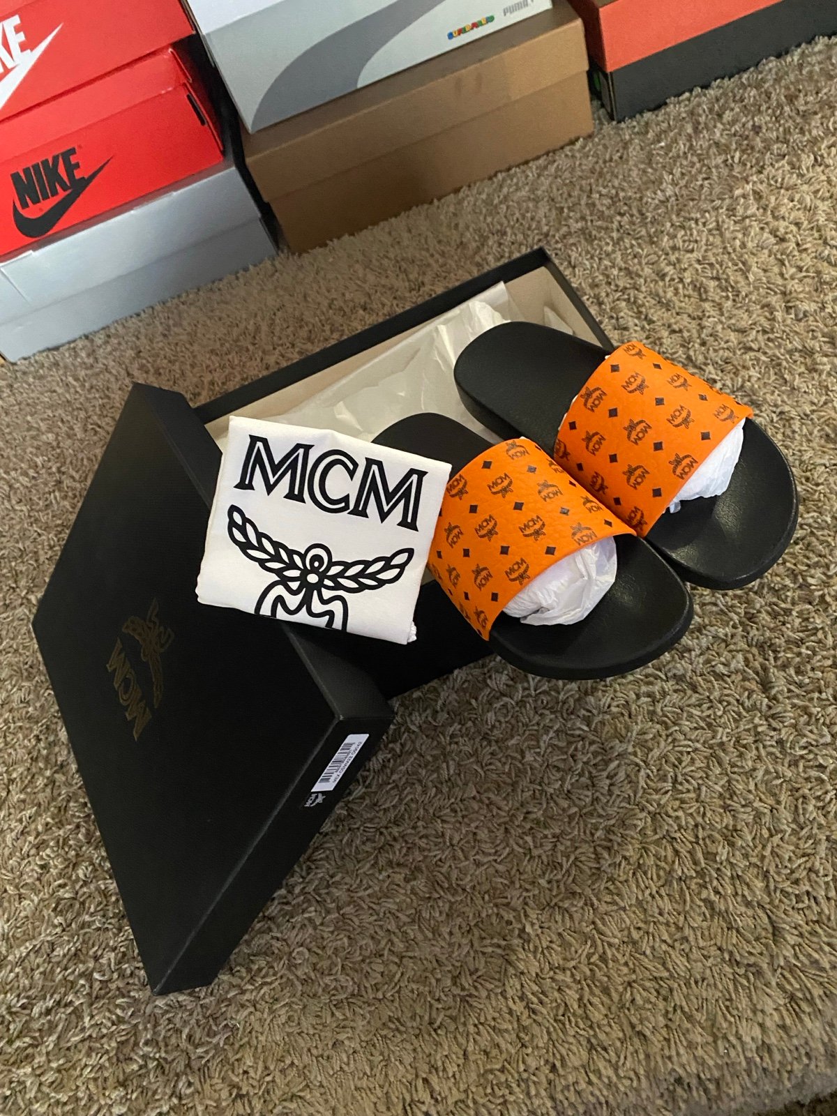 Mcm slides persimmon orange Sz 9 new