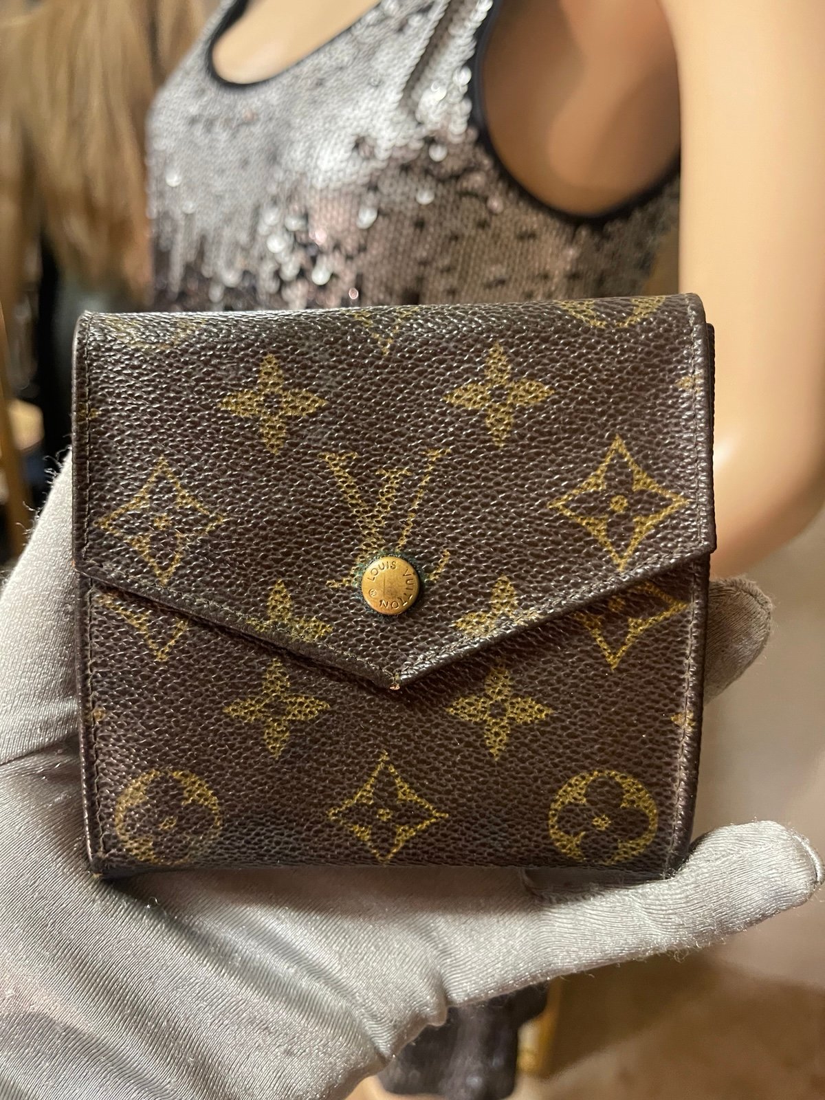 AUTH LOUIS VUITTON MONOGRAM CANVAS PORTEFEIULLE ELISE VINTAGE TRIFOLD WALLET
