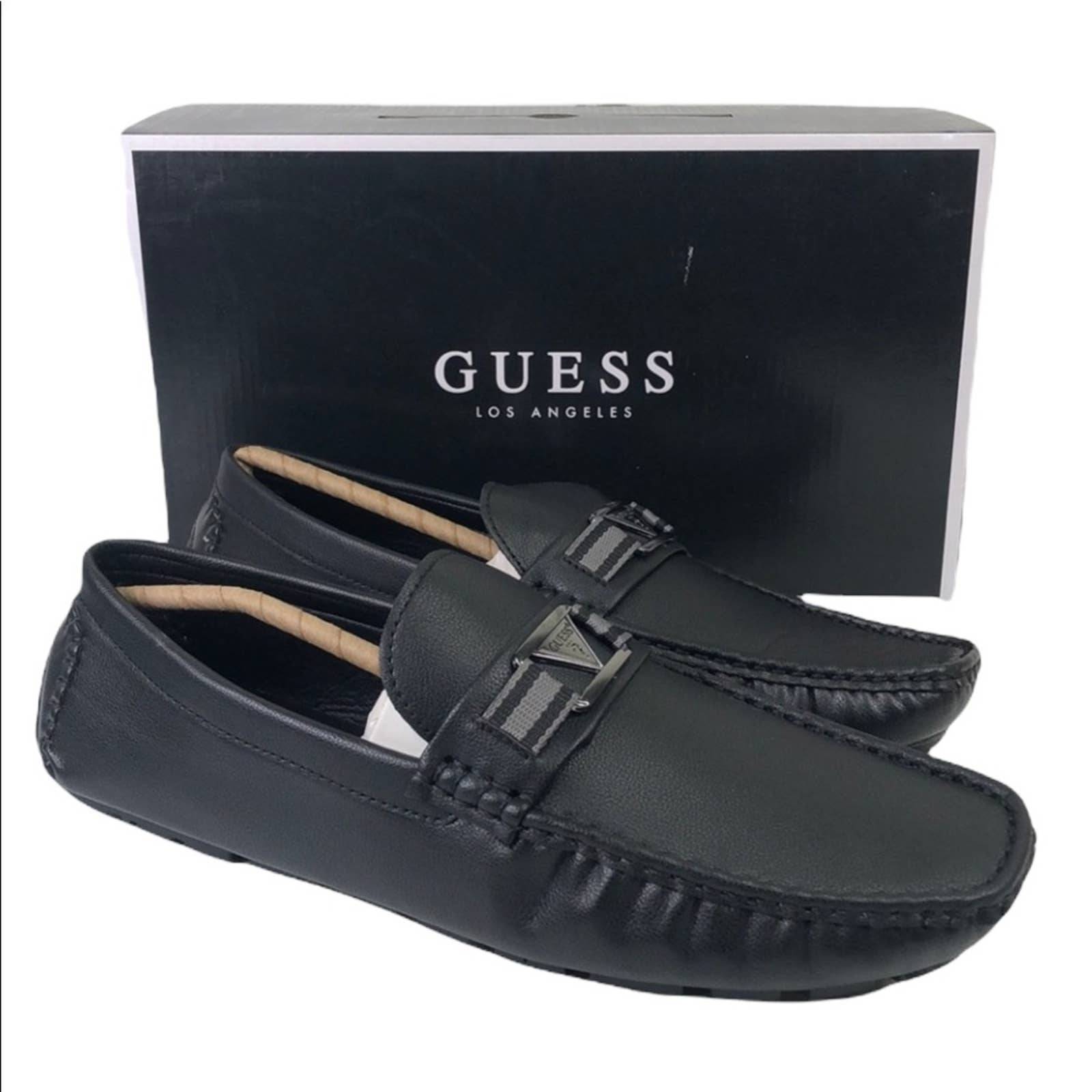 Guess Art 2 Black Leather Loafer Shoes Size 7