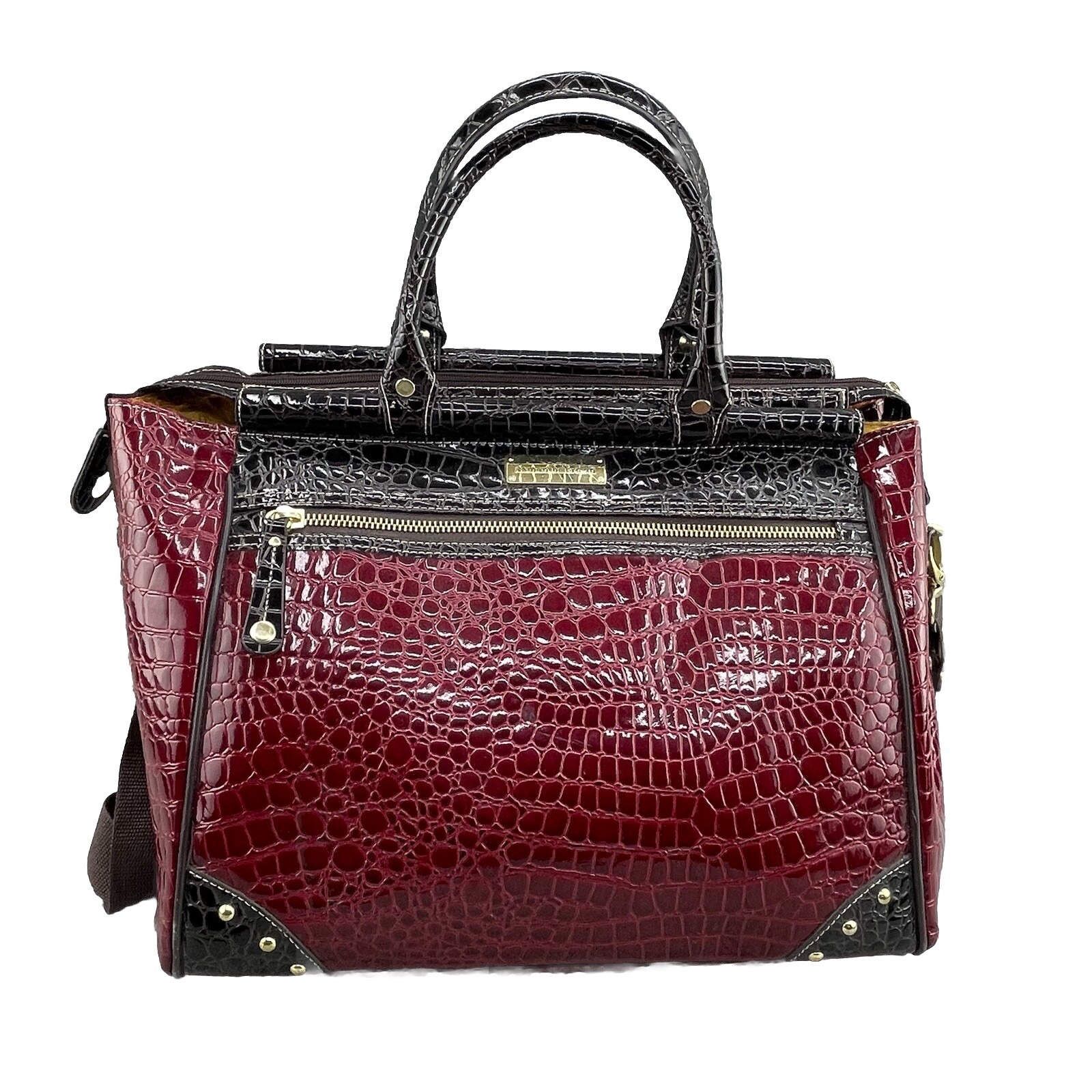 Samantha Brown Carry On Red Croc Embossed Wheeled Luggage Weekender Travel Chic