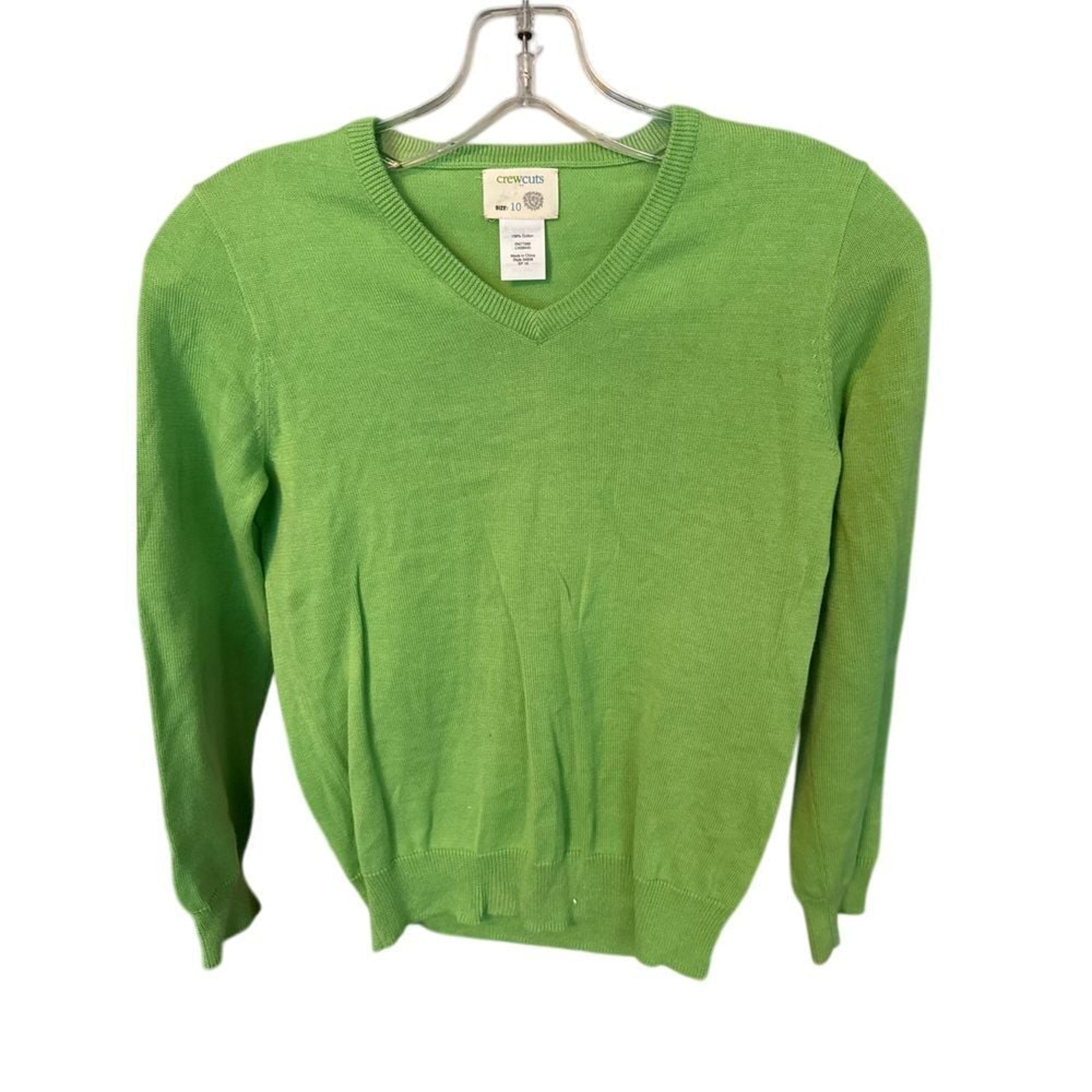 Crewcuts v-neck 100% cotton spring green ribbed sweat sweater size 10