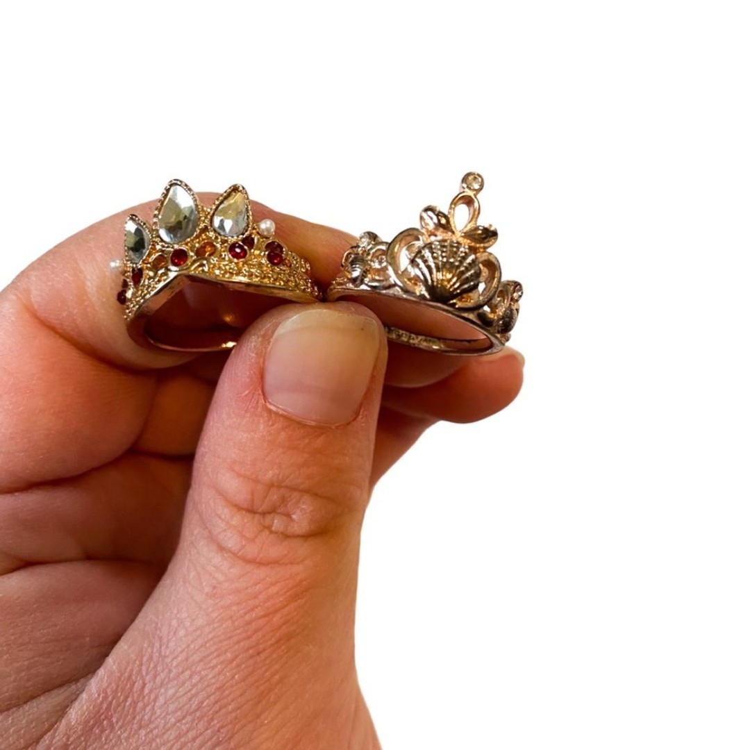 Disney Her Universe Rose Gold Princess Stone Detailed Crown Charm Rings