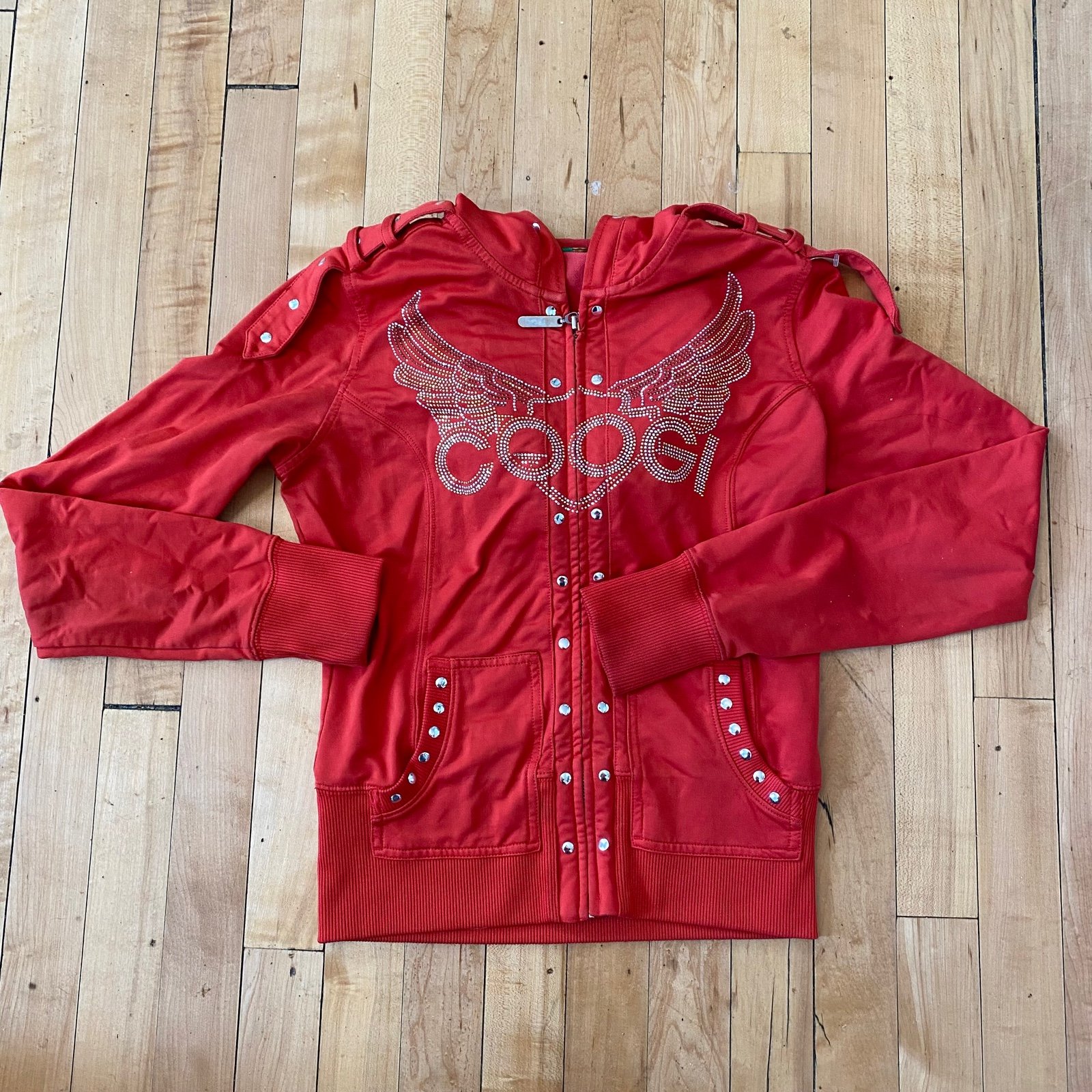 Bright Orange Rhinestone Rare Coogi Zip-Up