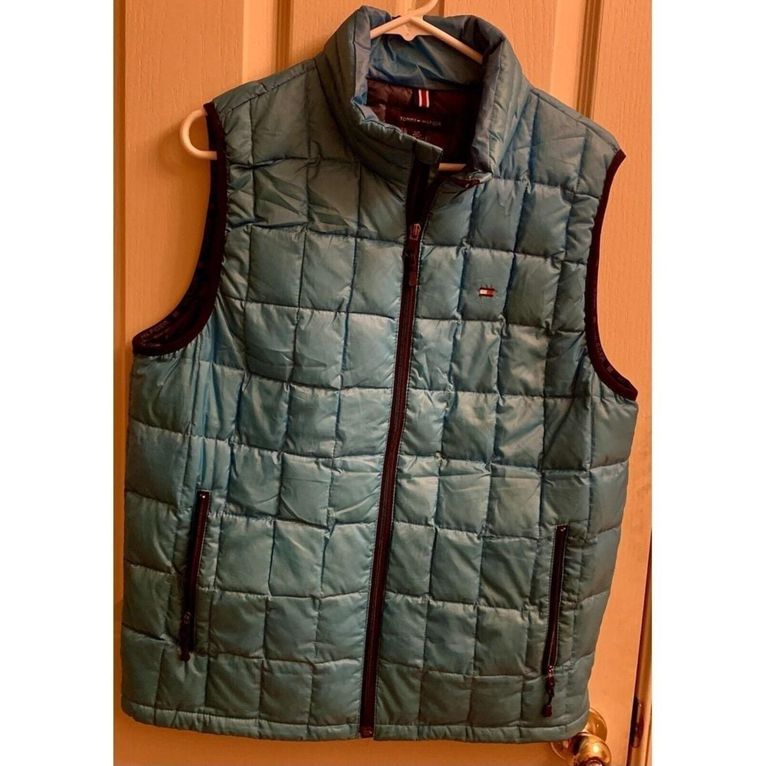 Tommy Hilfiger Vest Men SP Blue Full Zip Puffer Jacket Polyester Quilted Filled
