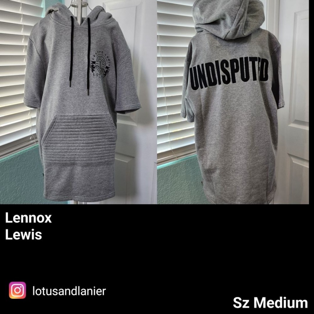 Lennox Lewis Championship Collection Gray Short Sleeve Hoodie Sz Medium NWT