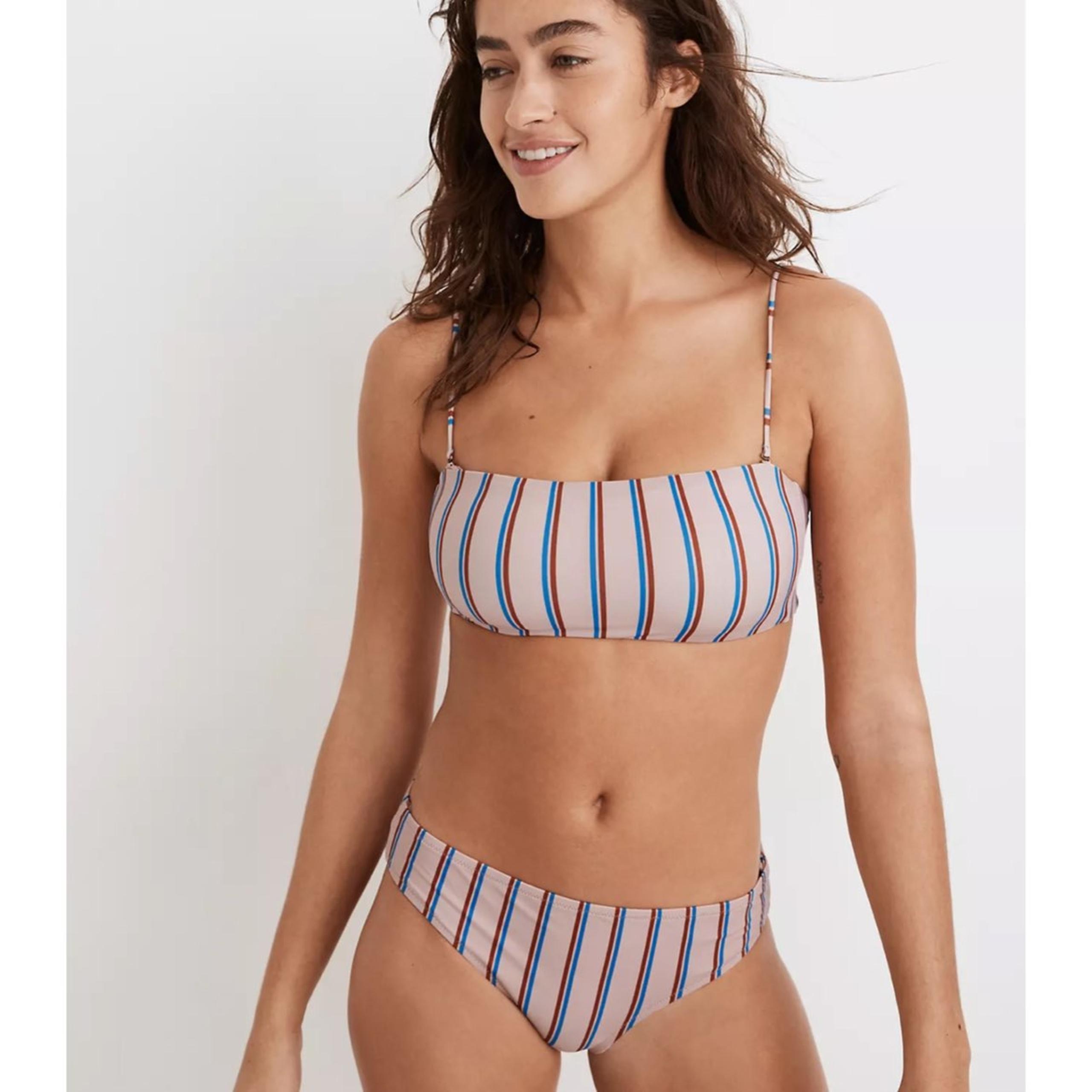 Madewell Wisteria Stripe Bandeau Bikini (L)
