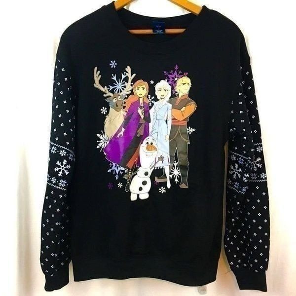 Disney Frozen II Holiday Light Up Winter Sweatshirt Size Small Black NWOT