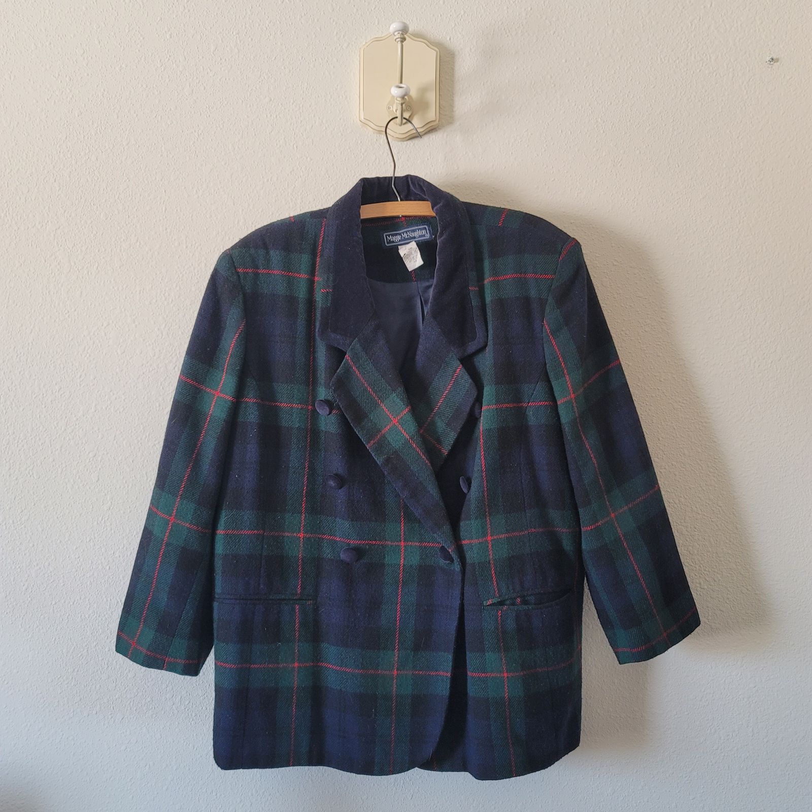 Vintage Double Breasted Plaid Blazer