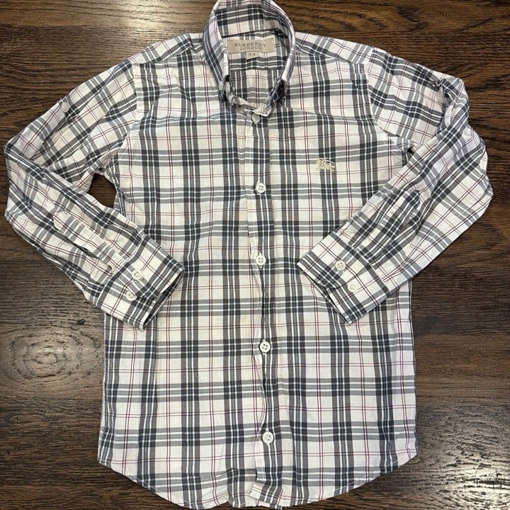 Burberry Plaid Dress Shirt, Button Up Shirt Size 3T 4T, Boys, Toddler