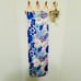 Zara NWT Ivory/Blue Satin Effect Retro Floral Print Strapless Midi Dress Size XS