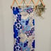 Zara NWT Ivory/Blue Satin Effect Retro Floral Print Strapless Midi Dress Size XS