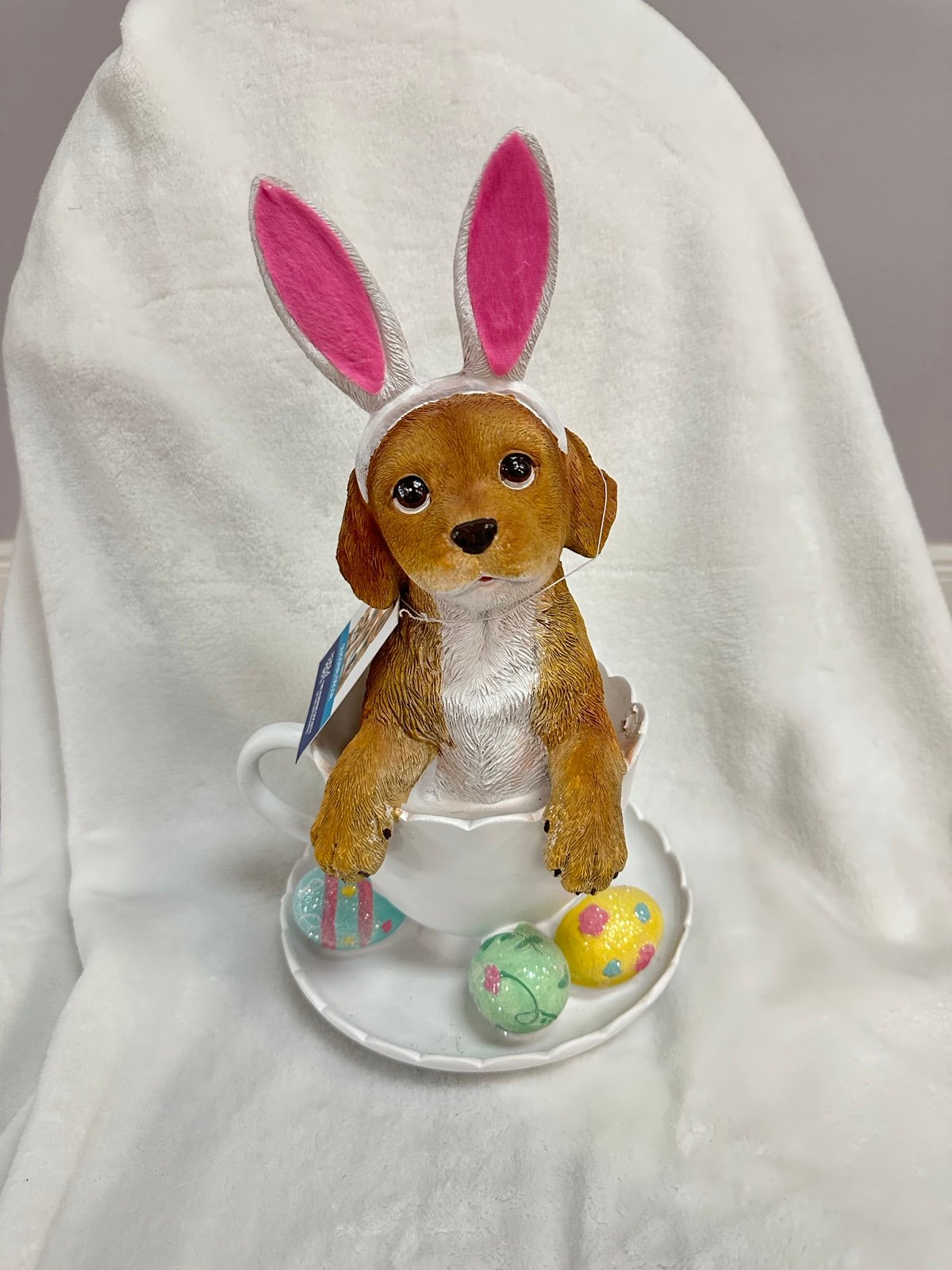 The Humane Society Easter Dog in Tea Cup with Glitter Eggs